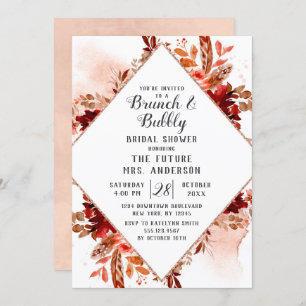 Rustikales Beauty Floral Brunch & Bubbly Brautpart Einladung
