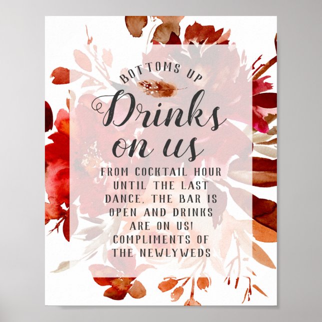 Rustikales Beauty Floral Gerahmt Open Bar Table Ze Poster (Vorne)