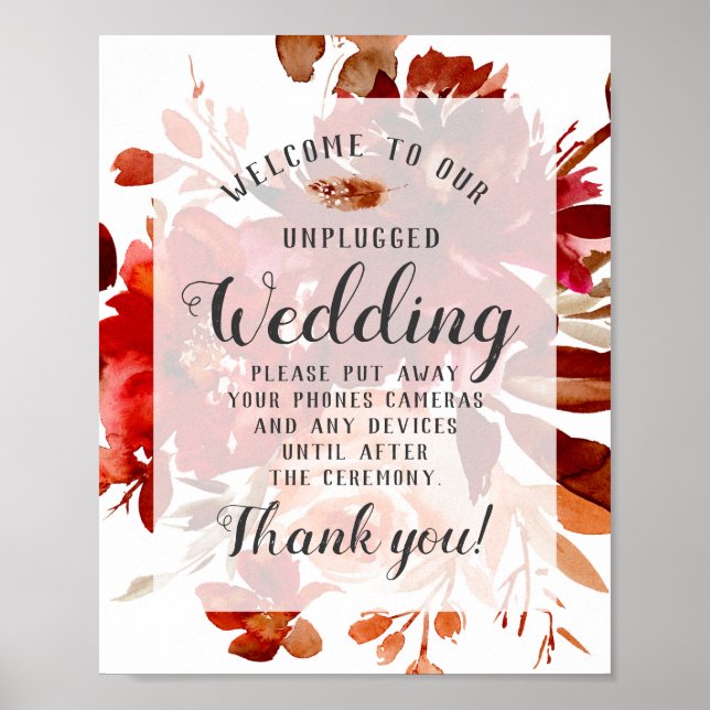 Rustikales Beauty Floral Unplugged Wedding Table S Poster (Vorne)