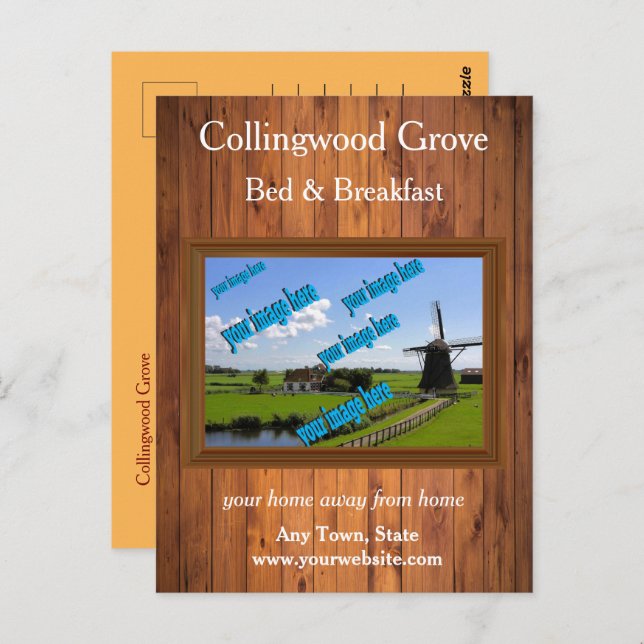 Rustikales Bed and Breakfast 🌿 Förderung Postkarte (Vorne/Hinten)