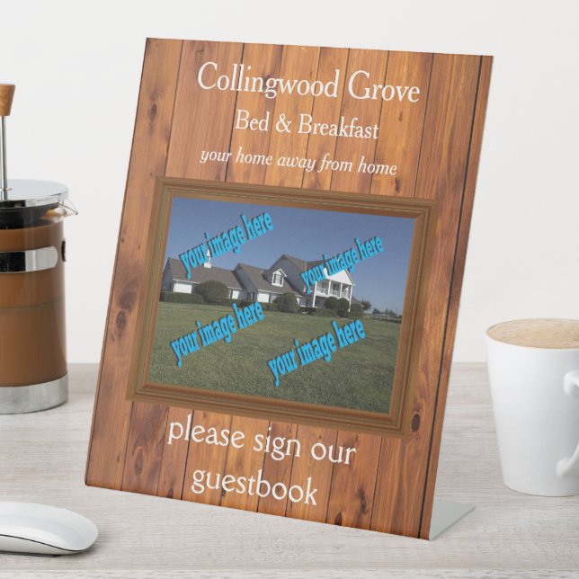 Rustikales Bed and Breakfast 🌿 Gästebuch Sockelschild (In Situ)