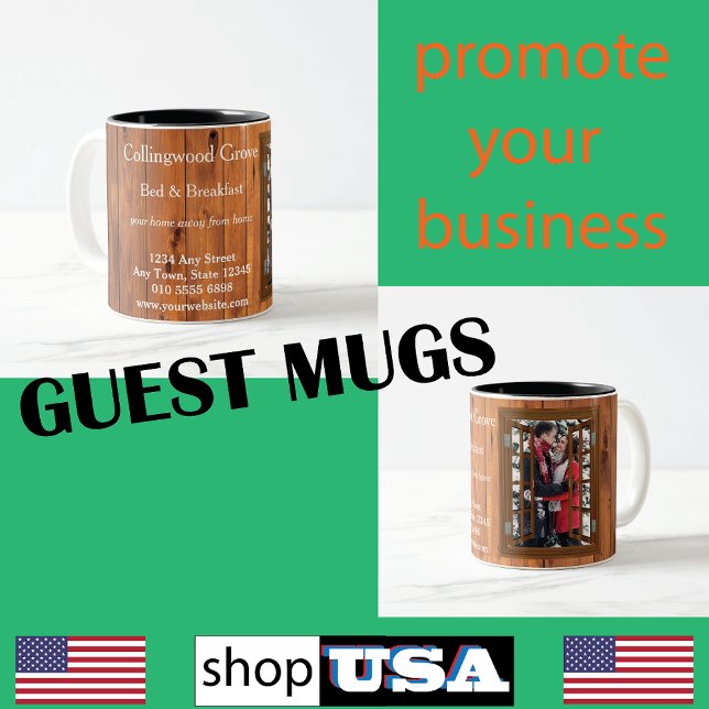 Rustikales Bed and Breakfast 🌿 Logo für benutzerd Zweifarbige Tasse (Von Creator hochgeladen)