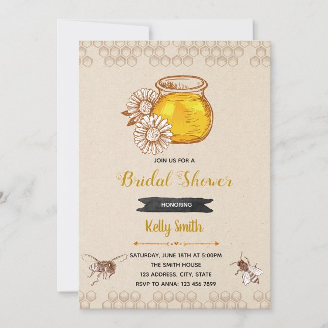 Rustikales bedeutet zur Bienenduschen-Party Einladung (Vorderseite)