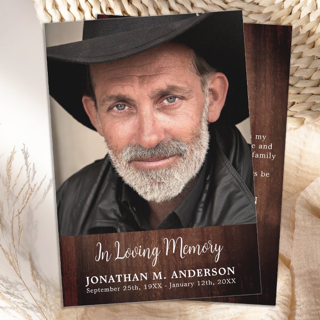 Rustikales Beerdigung Einfaches Beileid Foto Dankeskarte (Von Creator hochgeladen)