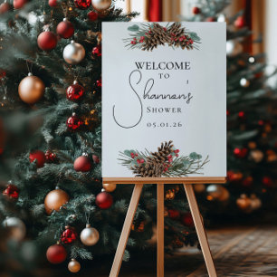 Rustikales Begrüßungszeichen - Weihnachts-Brautpar Poster
