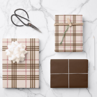 Rustikales Beige Brown Tartan Kariertes Wrapping P Geschenkpapier Set