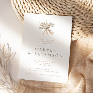 Rustikales Beige Floral Bouquet & Bow Brautparty Einladung