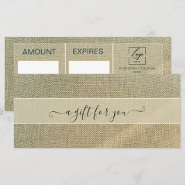 Rustikales Beige Leinen Geschenkgutschein