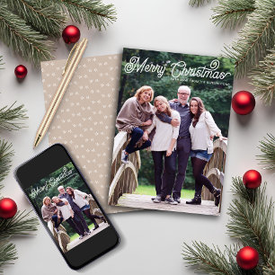 Rustikales Beige Minimal Frohe Weihnachts-Script-F Feiertagskarte