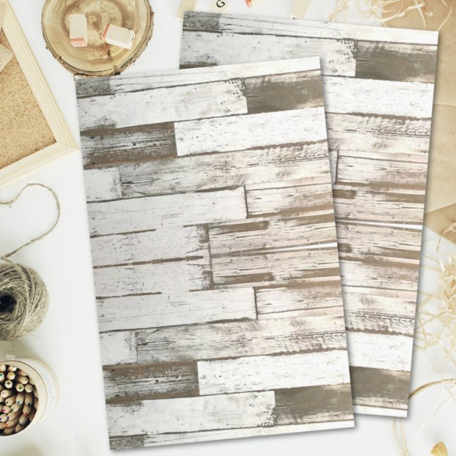 rustikales, beige-weißes Holzkorn Seidenpapier (rustic farmhouse barn beige grey white wood grain tissue paper)