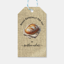 Rustikales beiges Leinen Sauerteigbrot  Geschenkanhänger