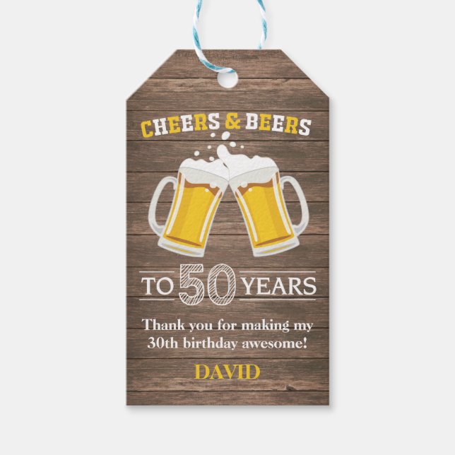 Rustikales Beil und Bier bis 50 Jahre Geschenkmark Geschenkanhänger (Vorderseite)