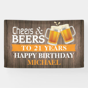 Rustikales Beile und Bier Happy 21. Geburtstag Ora Banner