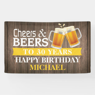 Rustikales Beile und Bier Happy 30. Geburtstag Gel Banner