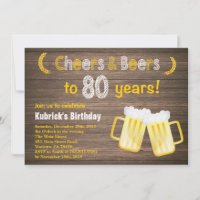 Rustikales Beizen und Bier 80. Geburtstag Einladun
