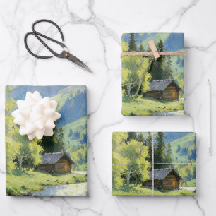Rustikales Berghütten-Geschenkpapier Geschenkpapier Set