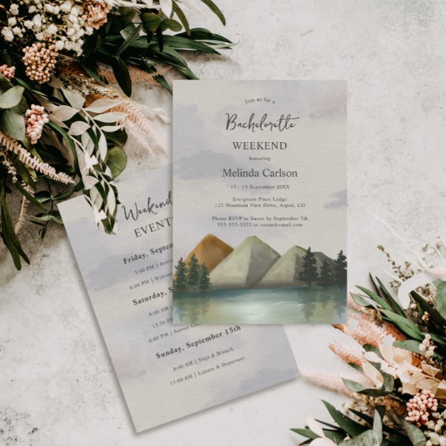 Rustikales Bergsee & Bachelorette Wochenende Einladung (Von Creator hochgeladen)