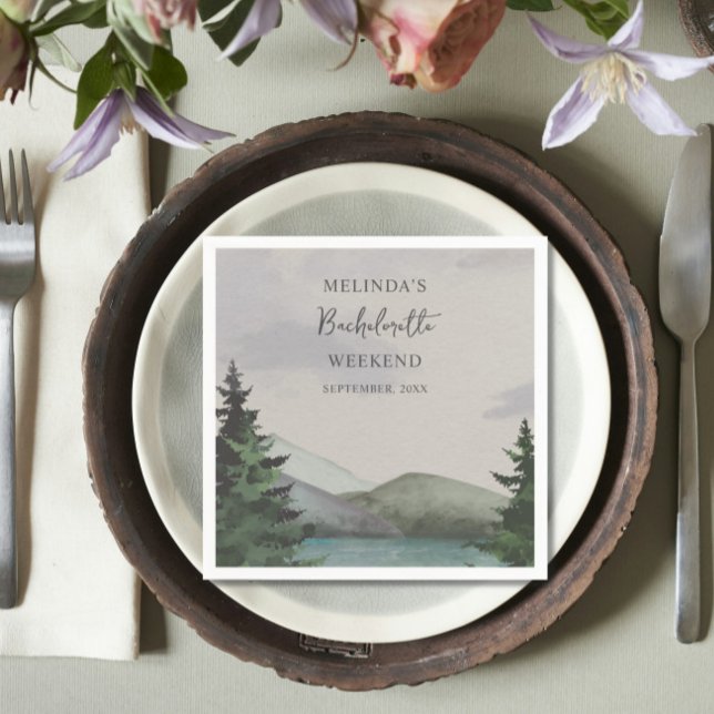 Rustikales Bergsee & Bachelorette Wochenende Serviette (Von Creator hochgeladen)