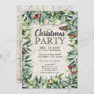 Rustikales Berry Winter Greenery Birch Weihnachtsf Einladung