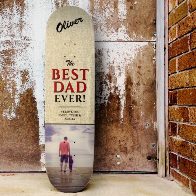 Rustikales Best Vater je Typografy Foto Skateboard (Von Creator hochgeladen)