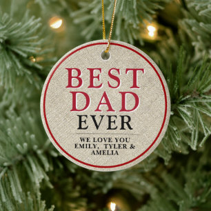 Rustikales Best Vater Red Typografy Foto Keramik Ornament