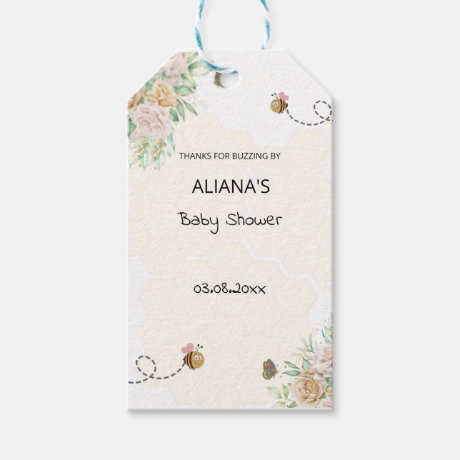 Rustikales Bienenschaum-Party Geschenkanhänger (Vorderseite)