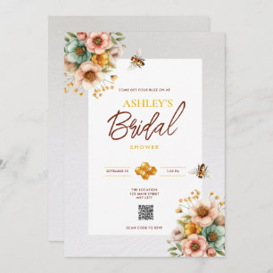 Rustikales Bienenthema QR Code Bridal Dusche Einla Einladung