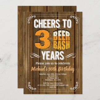 Rustikales Bier 30. Geburtstag durstig 30 Holz Einladung
