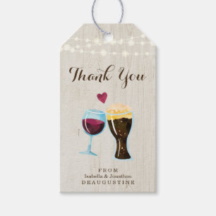 Rustikales Bier & Roter Wein Toast Hochzeit Vielen Geschenkanhänger