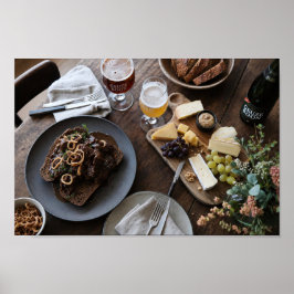 Rustikales Bier- und Käse-Abendessen Foodpairing P Poster