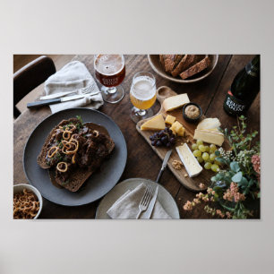 Rustikales Bier- und Käse-Abendessen Foodpairing P Poster