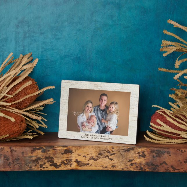 Rustikales Birch Personalisiert Name Foto Plaque Fotoplatte (Seite)