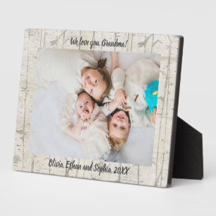 Rustikales Birch Personalisiert Name Foto Plaque Fotoplatte