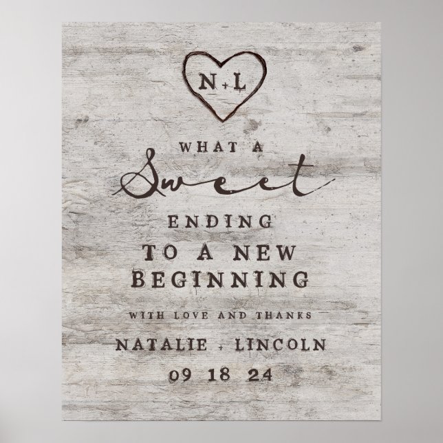 Rustikales Birch Sweet Ending Leckerei Bar Wedding Poster (Vorne)