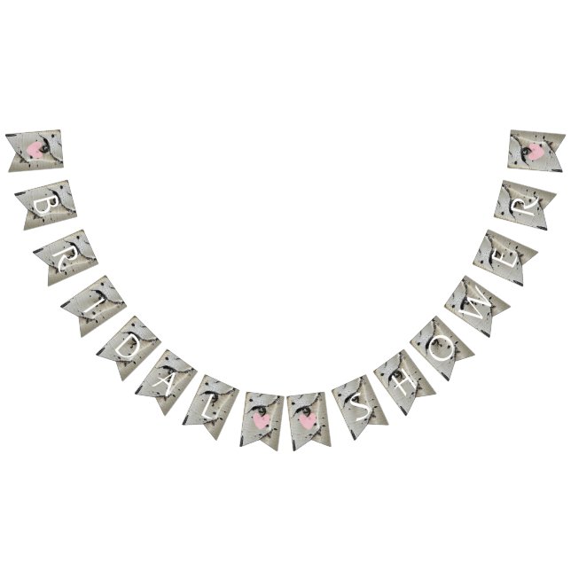 Rustikales Birch Wood Brautparty Dekorationsbanner Wimpelkette (Alle)