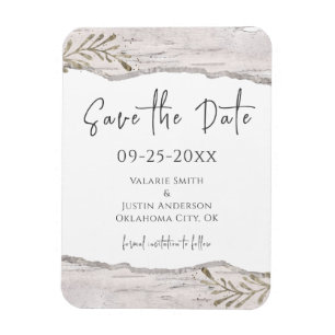 Rustikales Birch Wood Save the Date Hochzeit Magnet