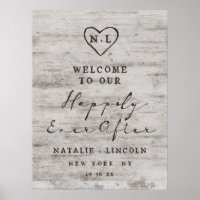 Rustikales Birken-Happily-Ever-After-Empfangsschil
