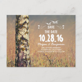 Rustikales Birkenwäldchen Save the Date Ankündigungspostkarte