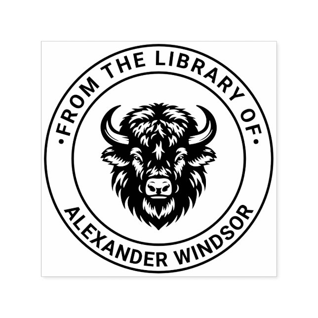 Rustikales Bison Head #1 Bibliotheksname Permastempel (Design)