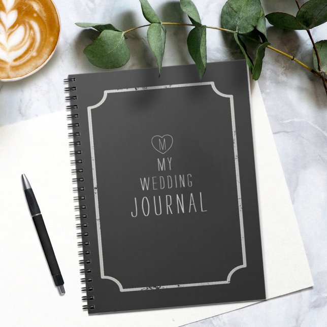Rustikales Black and White Bridge Wedding Journal Notizblock (A journal for all your wedding thoughts and ideas. Just add your initial)