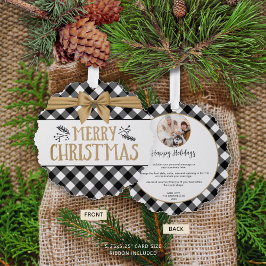 Rustikales Black Buffalo Kariertes Foto Jahreszusa Ornament Karte