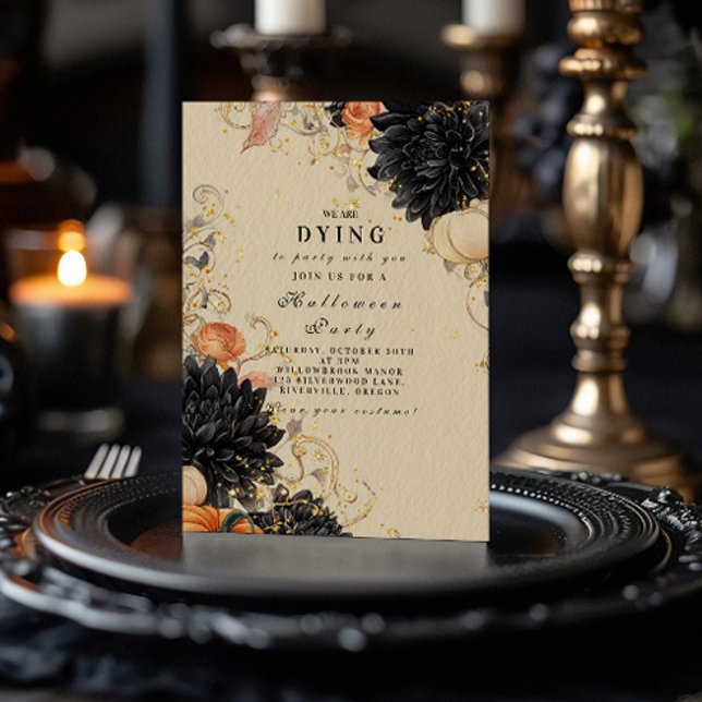 Rustikales Black Dahlia Halloween-Party Einladung (Von Creator hochgeladen)