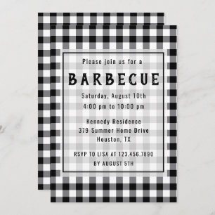 Rustikales Black Gingham Farmhouse GRILLEN Party Einladung