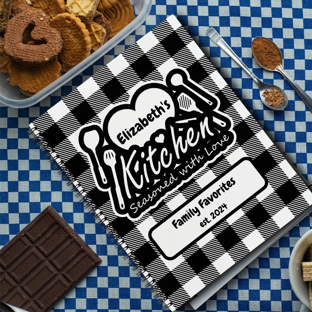 Rustikales Black & White Buffalo Karierte Küche Notizbuch (Von Creator hochgeladen)