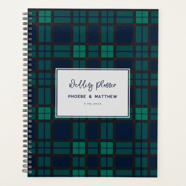 Rustikales Blackwatch Script Wedding Tartan Planer (Vorderseite)