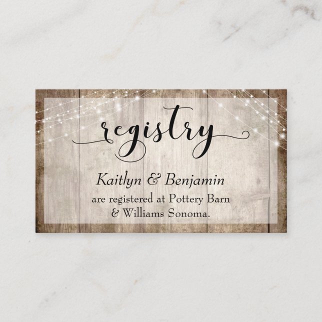 Rustikales, blassbraunes Holz mit Licht, Hochzeits Begleitkarte (Vorderseite)