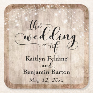 Rustikales, blassbraunes Holz und Lichter, "Die Ho Rechteckiger Pappuntersetzer