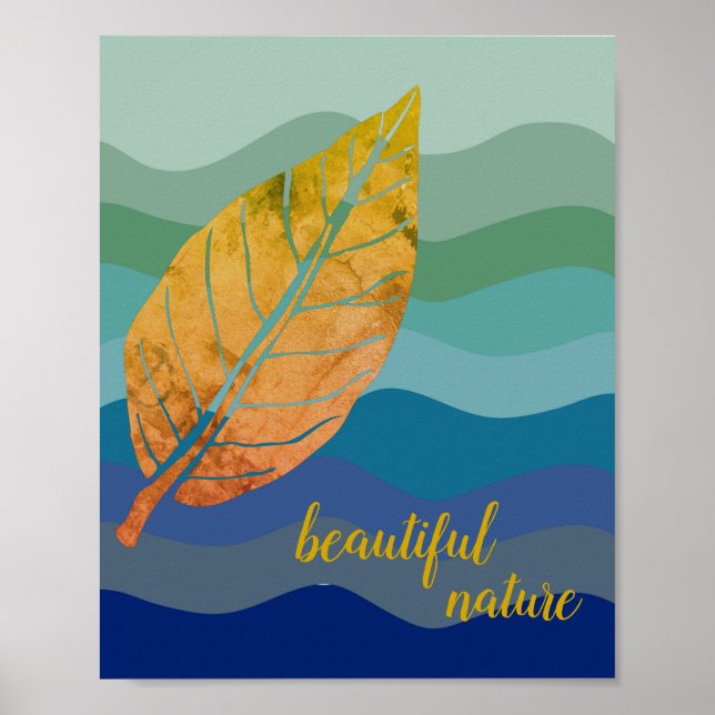 Rustikales Blatt Natur Liebe Art Paint Poster (Vorne)