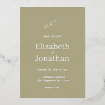 Rustikales Blatt Save the Date Silber