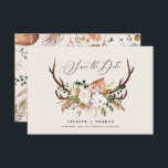 Rustikales Blattwerk, Blumen und Junggeburt Save The Date<br><div class="desc">Rustikales Blattwerk,  Blumenzwiebeln und Junggesellenhochzeiten sichern die Dattelkarte. Mit schönem Aquarell,  weißen Blumen,  Holzschnitt und Schrifthandeschreiben. Diese moderne Einladung ist sicher,  den Stil für Ihr bevorstehendes Party Set.</div>